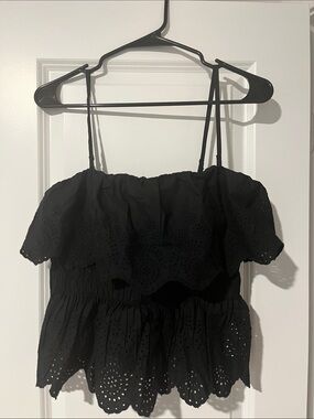 GAP Black Eyelet Ruffle Camisole